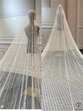 White/ Ivory Wedding Veil Full Beads Cathedral Bridal Veil Head Veil Wedding Accessories - $229.90