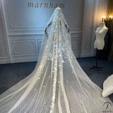 White Wedding Veil Bride Full Beads Pearls Diamonds Veils - $299.90