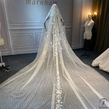 White Wedding Veil Bride Full Beads Pearls Diamonds Veils - $299.90