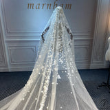 White Wedding Veil Bride Full Beads Pearls Diamonds Veils